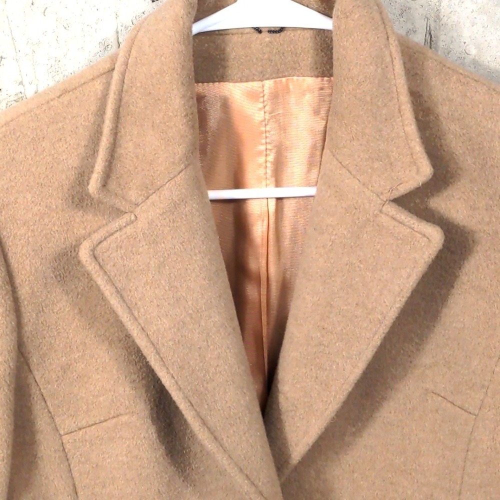 VTG 70s Carroll Reed England Cashmere Wool Blazer Jacket Tan Camel Sz M 12 Lined - Picture 9 of 12
